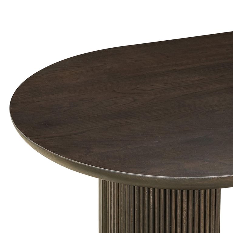 Kingston Brown 12 Seater Oval Dining Table with Fluted Base