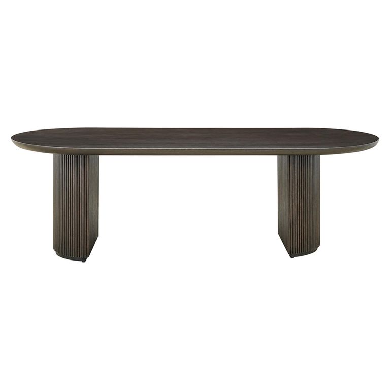 Kingston Dark Wood 12 Seater Oval Dining Table with Fluted Base