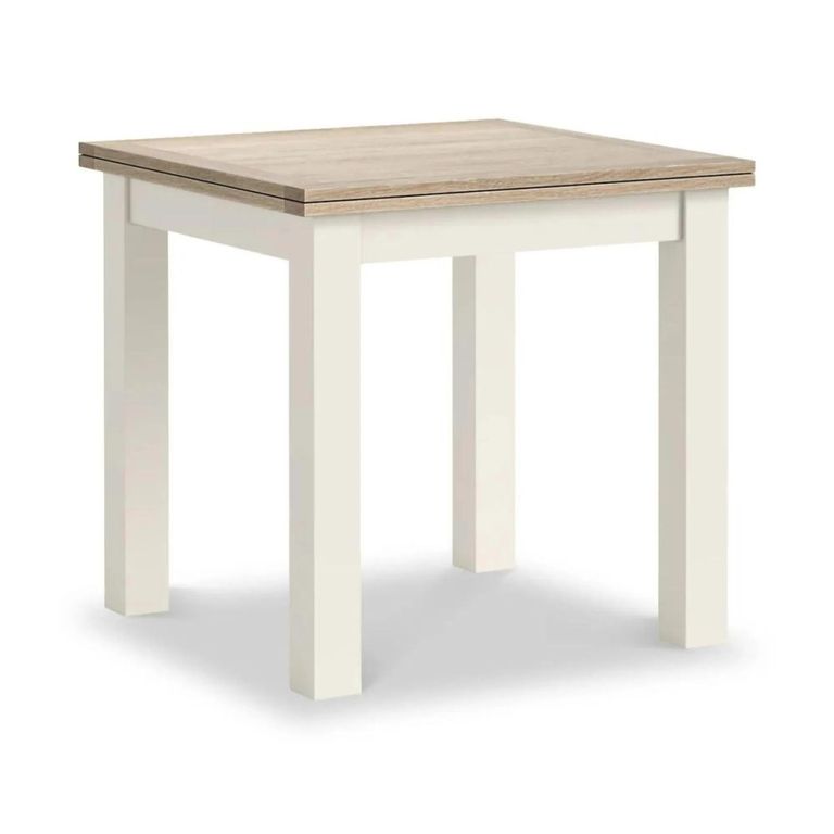 Modern Flip Top Dining Table - 2-6 Seater - 85cm-170cm - White Painted