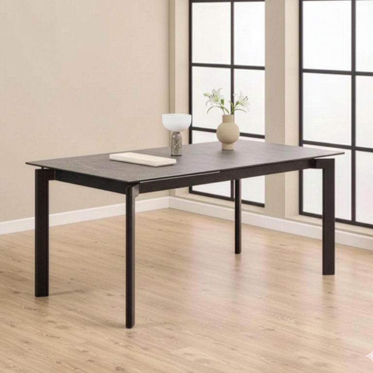 Palermo Extending Dining Table - 6-10 Seater - 180cm-240cm - Black Ceramic