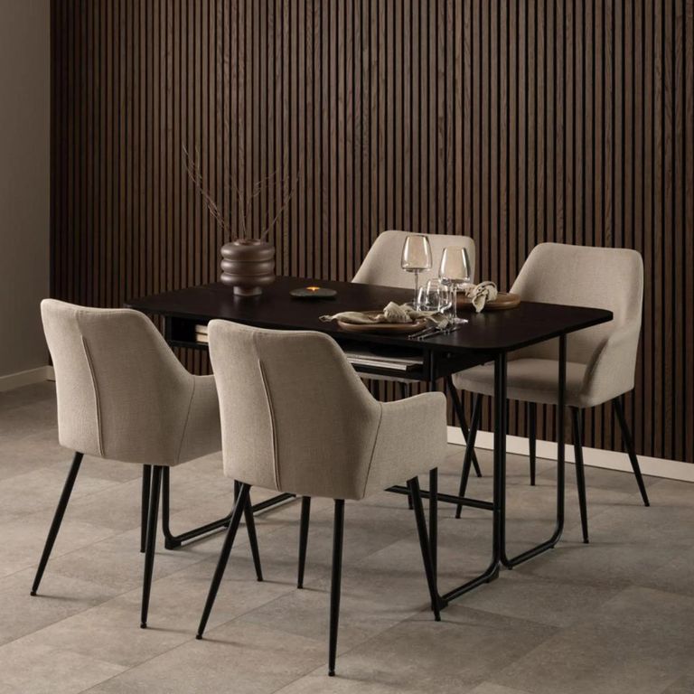 Darlington Foldable Dining Table - 4 Seater - 140cm - Black Melamine