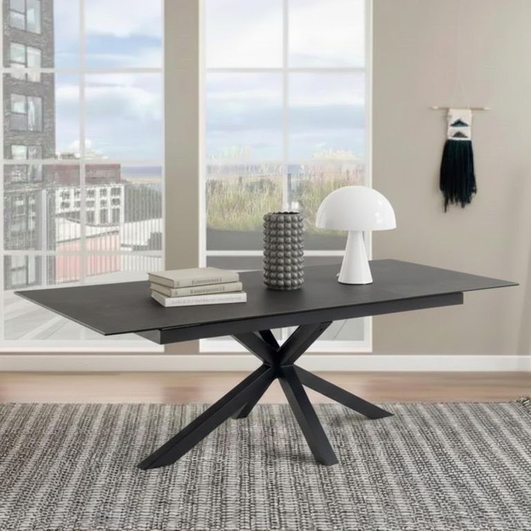 Heaven Extending Dining Table - 8-10 Seater - 200cm-240cm - Black Ceramic - with Star Legs