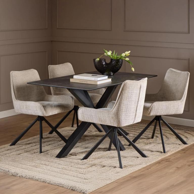 Heaven Round Dining Table - 4 Seater - 135cm - Black Ceramic - with Star Legs
