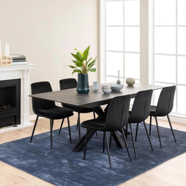 Heaven Extending Dining Table - 6-8 Seater - 168cm-210cm - Black Ceramic - with Star Legs