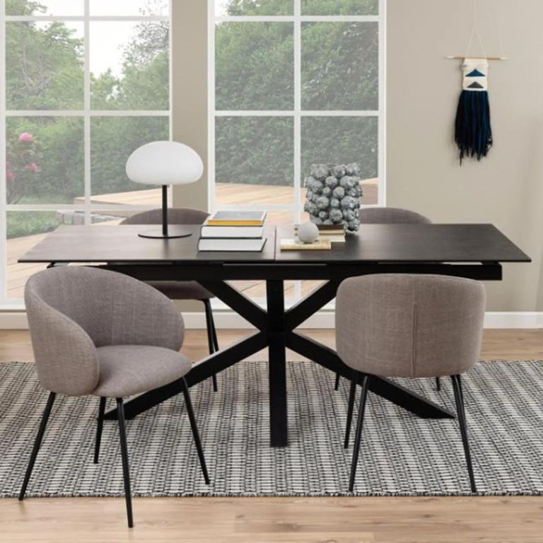 Heaven Extending Dining Table - 8-10 Seater - 200cm-240cm - Black Ceramic - with Star Legs