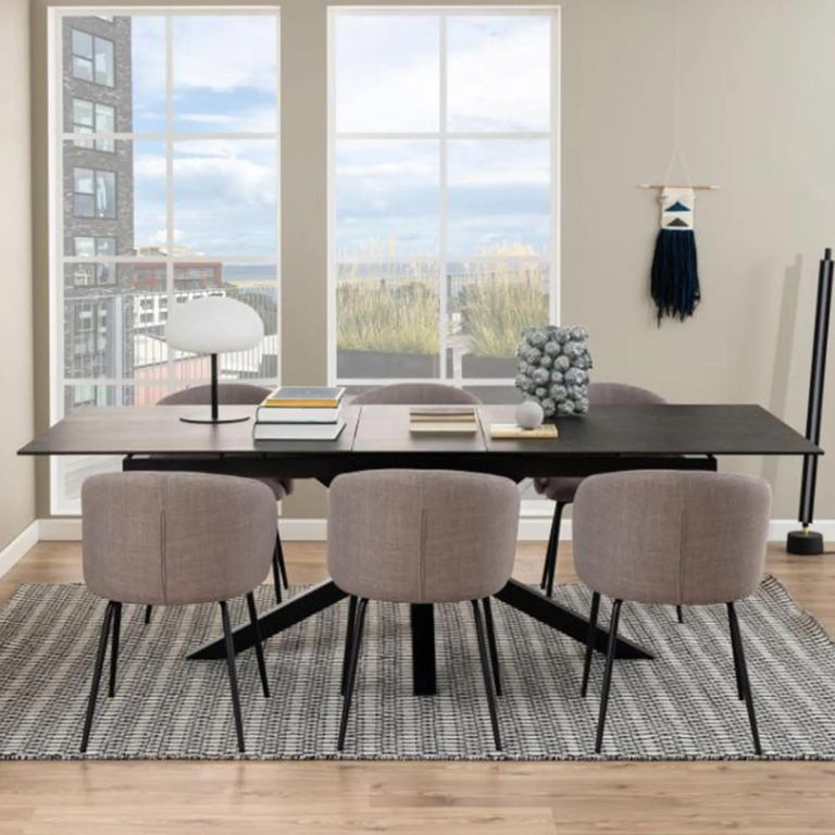Heaven Extending Dining Table - 8-10 Seater - 200cm-240cm - Black Ceramic - with Star Legs
