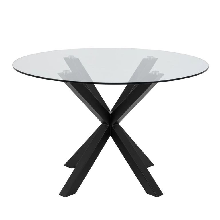 Heaven Round Dining Table - 4 Seater - 119cm - Glass - with Black Star Legs