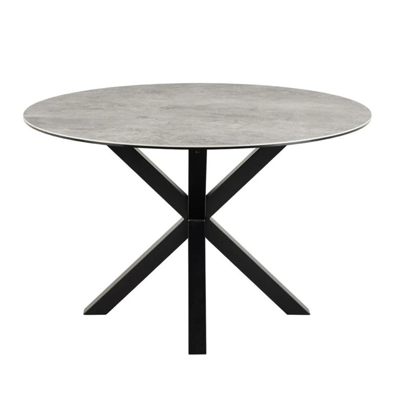 Heaven Round Dining Table - 4 Seater - 119cm - Grey Ceramic - with Star Legs