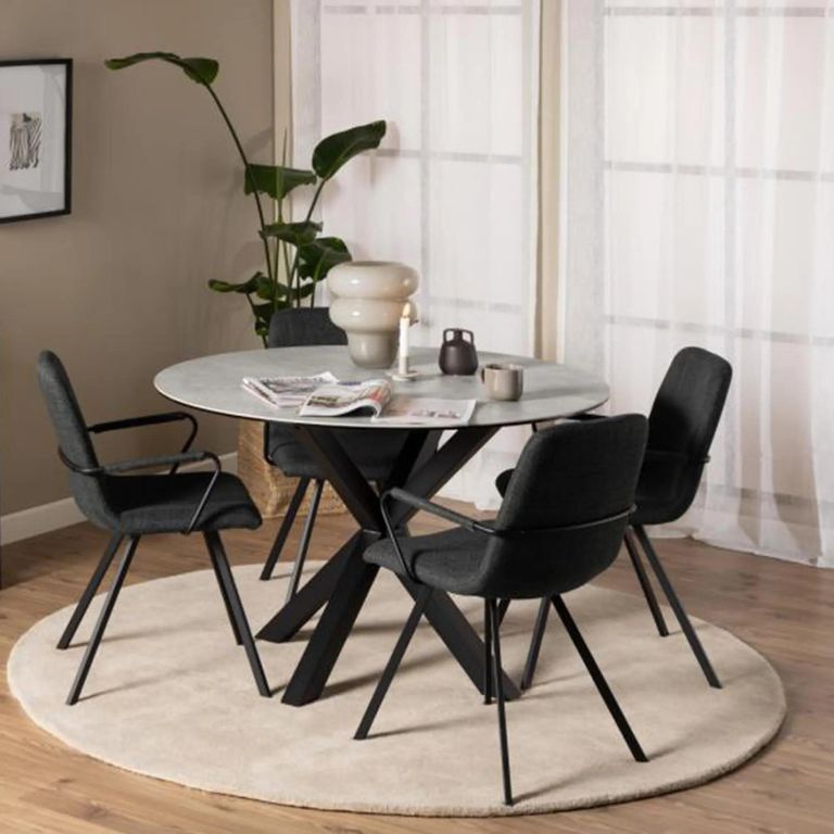 Heaven Round Dining Table - 4 Seater - 119cm - Grey Ceramic - with Star Legs