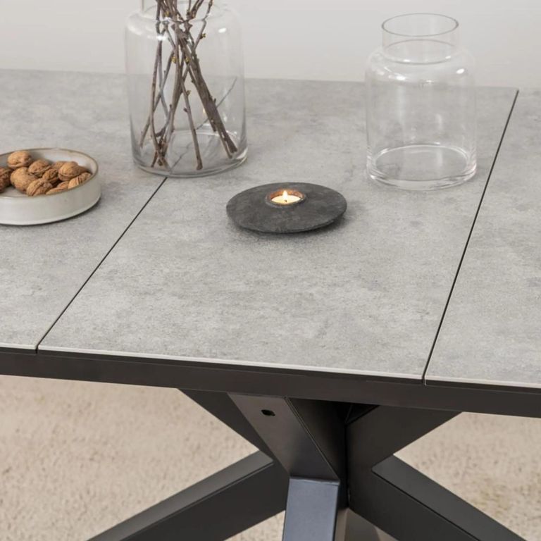 Heaven Extending Dining Table - 6-8 Seater - 168cm-210cm - Grey Ceramic - with Star Legs