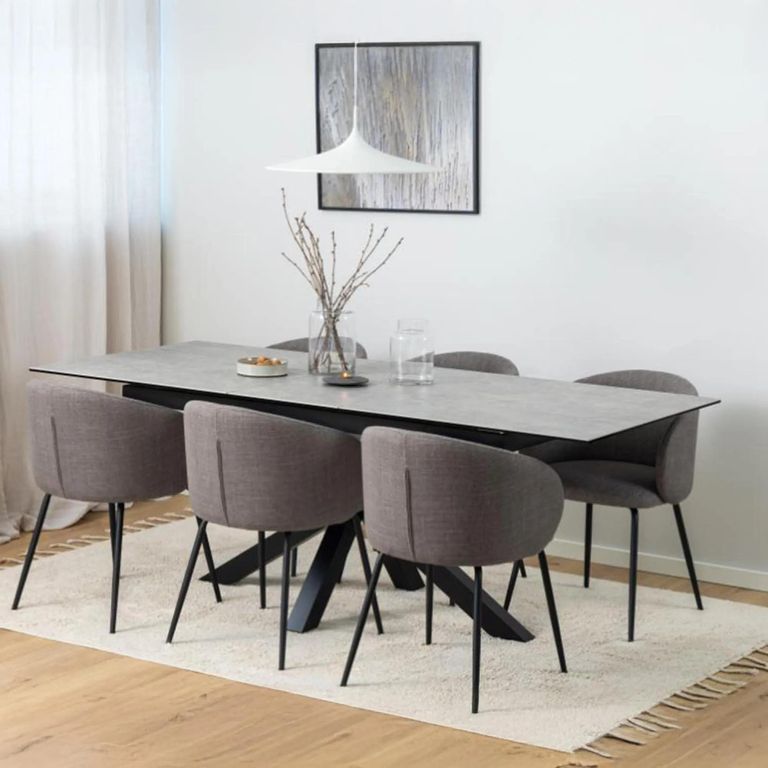 Heaven Extending Dining Table - 6-8 Seater - 168cm-210cm - Grey Ceramic - with Star Legs