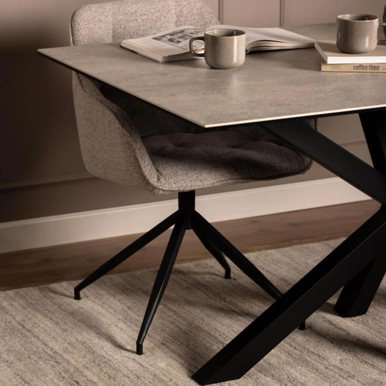 Heaven Round Dining Table - 6 Seater - 160cm - Grey Ceramic - with Star Legs