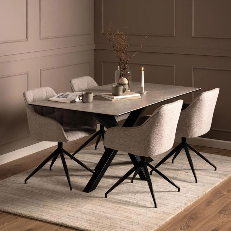Heaven Round Dining Table - 6 Seater - 160cm - Grey Ceramic - with Star Legs