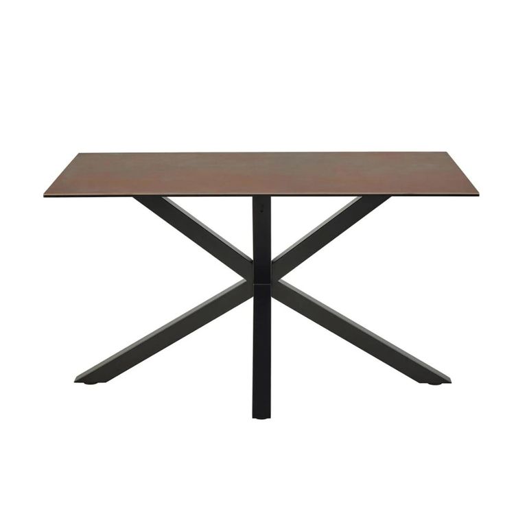 Heaven Round Dining Table - 4 Seater - 135cm - Rusty Brown Ceramic - with Star Legs