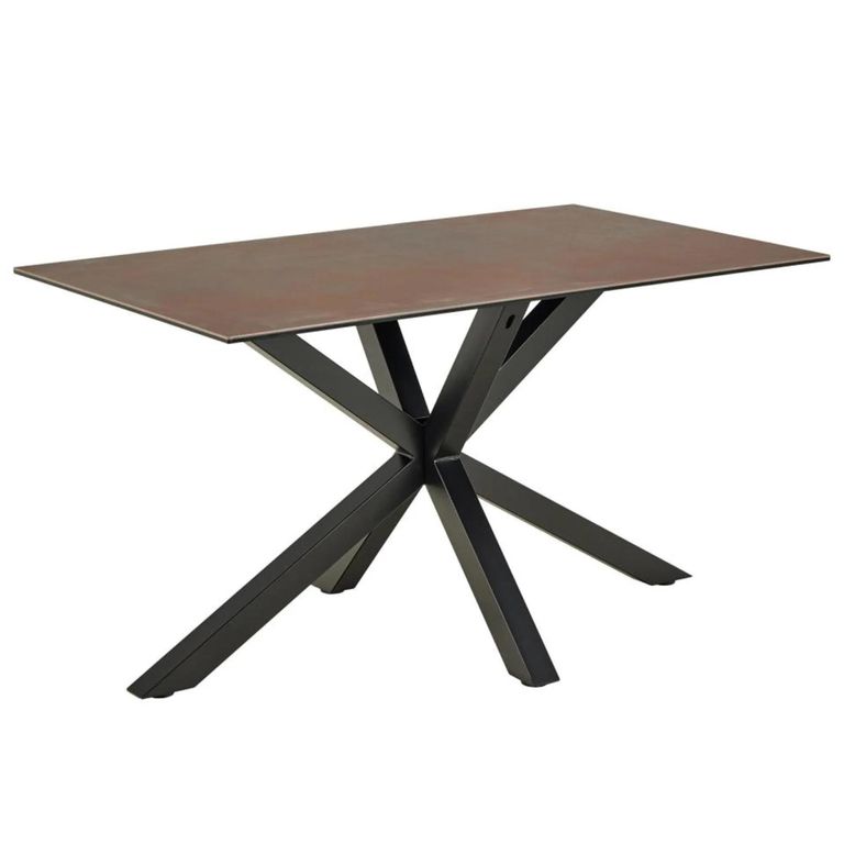 Heaven Round Dining Table - 4 Seater - 135cm - Rusty Brown Ceramic - with Star Legs