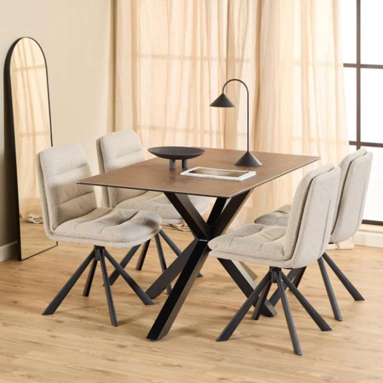 Heaven Round Dining Table - 4 Seater - 135cm - Rusty Brown Ceramic - with Star Legs