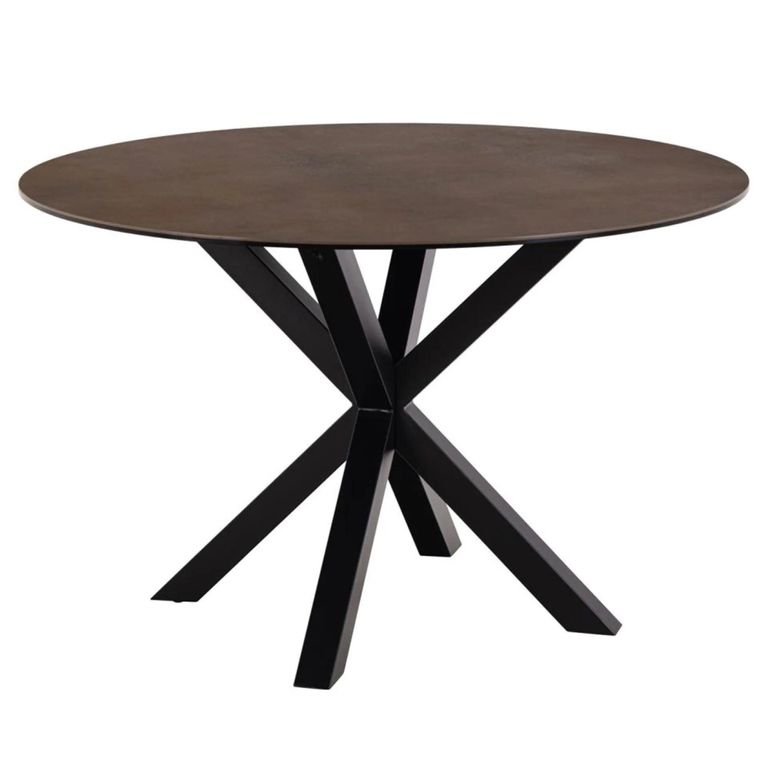 Heaven Round Dining Table - 4 Seater - 119cm - Rusty Brown Ceramic - with Star Legs
