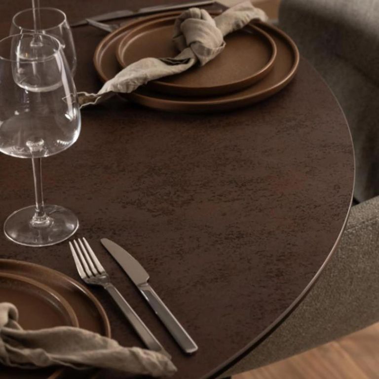 Heaven Round Dining Table - 4 Seater - 119cm - Rusty Brown Ceramic - with Star Legs