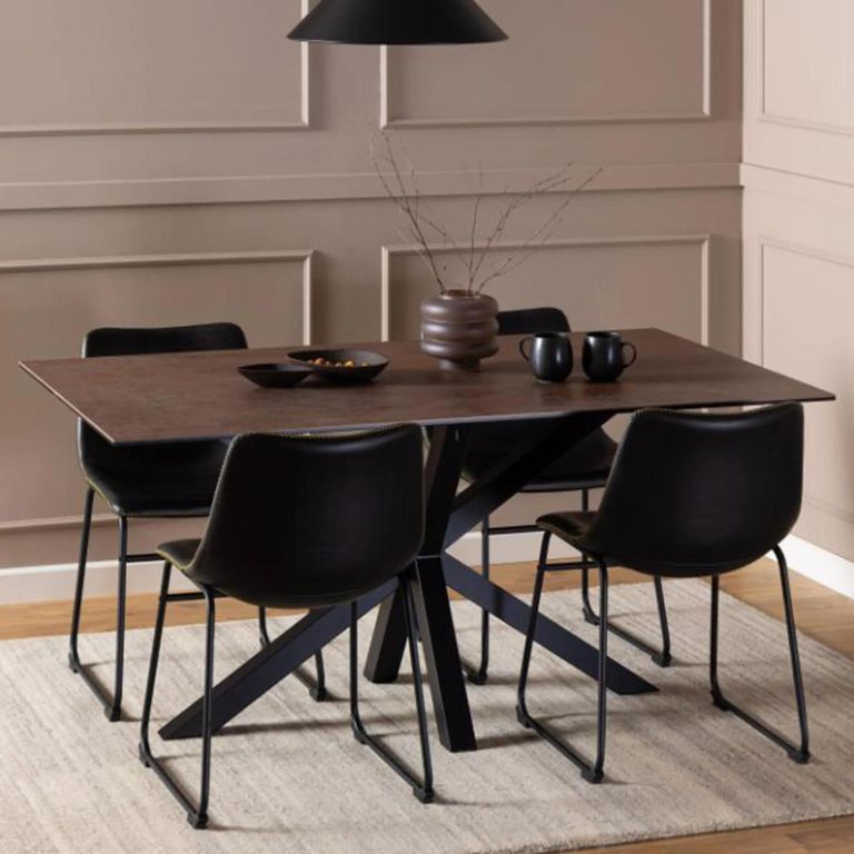 Heaven Round Dining Table - 6 Seater - 160cm - Rusty Brown Ceramic - with Star Legs