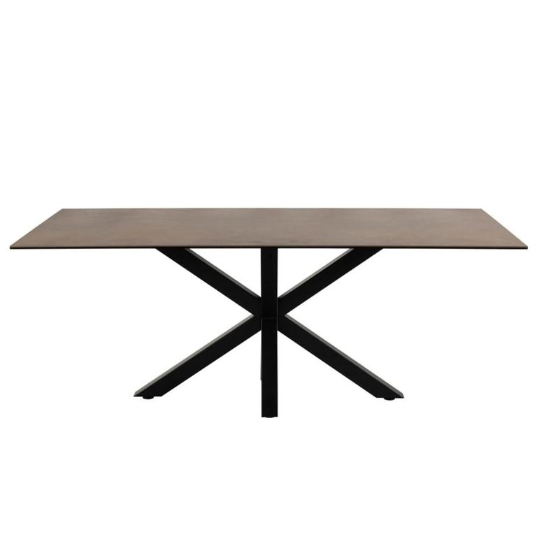 Heaven Round Dining Table - 8 Seater - 200cm - Rusty Brown Ceramic - with Star Legs