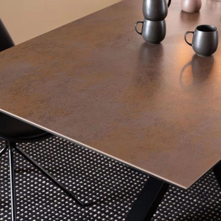 Heaven Round Dining Table - 8 Seater - 200cm - Rusty Brown Ceramic - with Star Legs