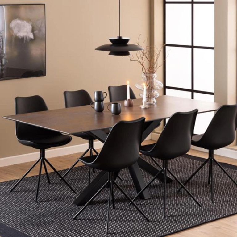 Heaven Round Dining Table - 8 Seater - 200cm - Rusty Brown Ceramic - with Star Legs