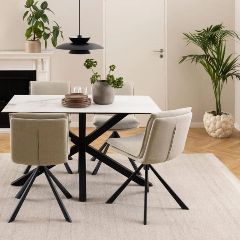 Heaven Round Dining Table - 4 Seater - 135cm - White Ceramic - with Star Legs
