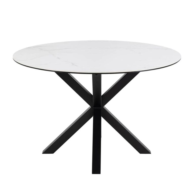 Heaven Round Dining Table - 4 Seater - 119cm - White Ceramic - with Star Legs