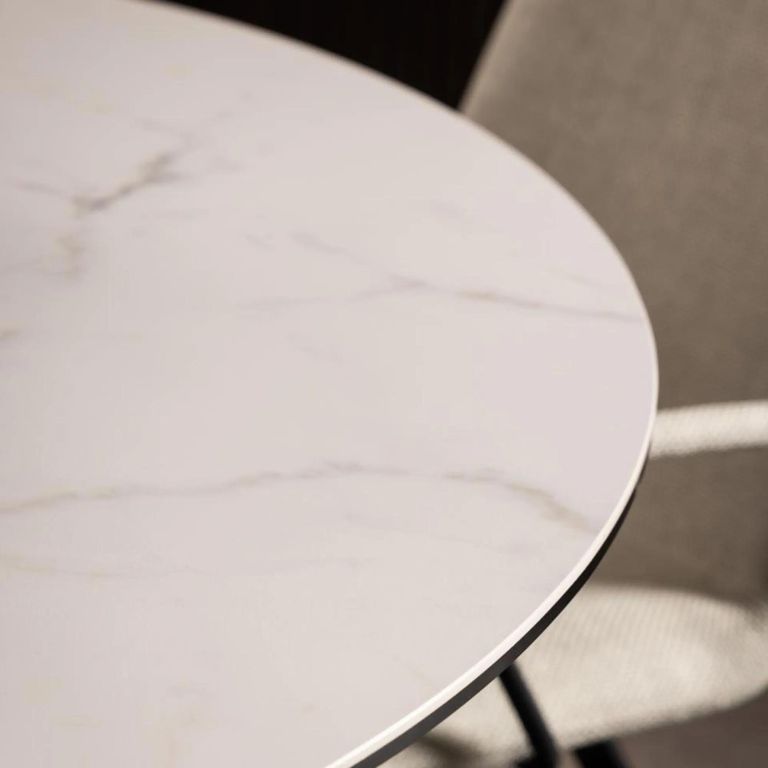 Heaven Round Dining Table - 4 Seater - 119cm - White Ceramic - with Star Legs