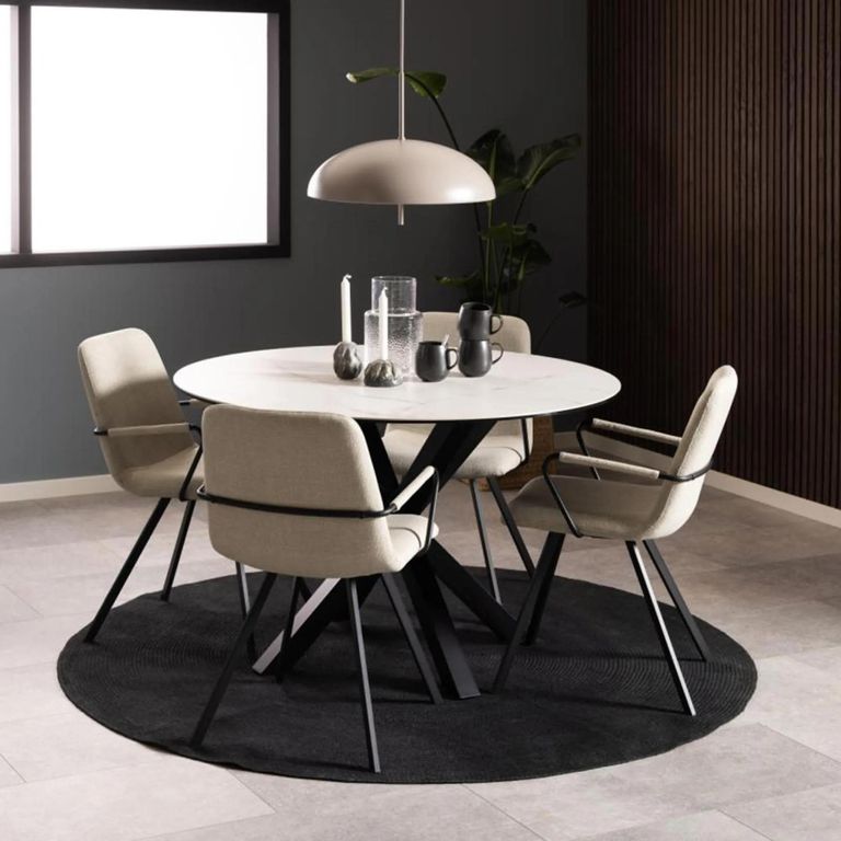 Heaven Round Dining Table - 4 Seater - 119cm - White Ceramic - with Star Legs