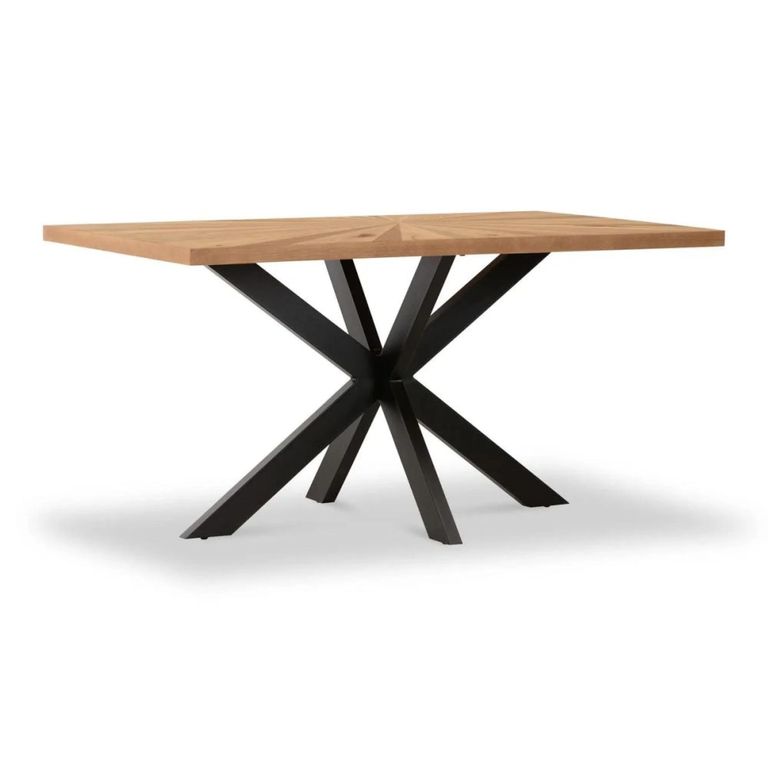 Viento Oak - Sunburst Dining Table - 6 Seater - 150cm - with Black Spider Legs