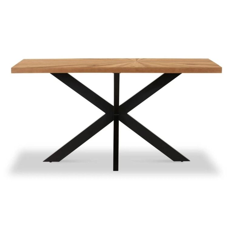 Viento Oak - Sunburst Dining Table - 6 Seater - 150cm - with Black Spider Legs