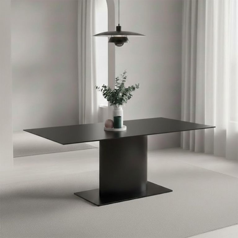 Marbella Dining Table - 8 Seater - Pedestal - 200cm - Black Ceramic