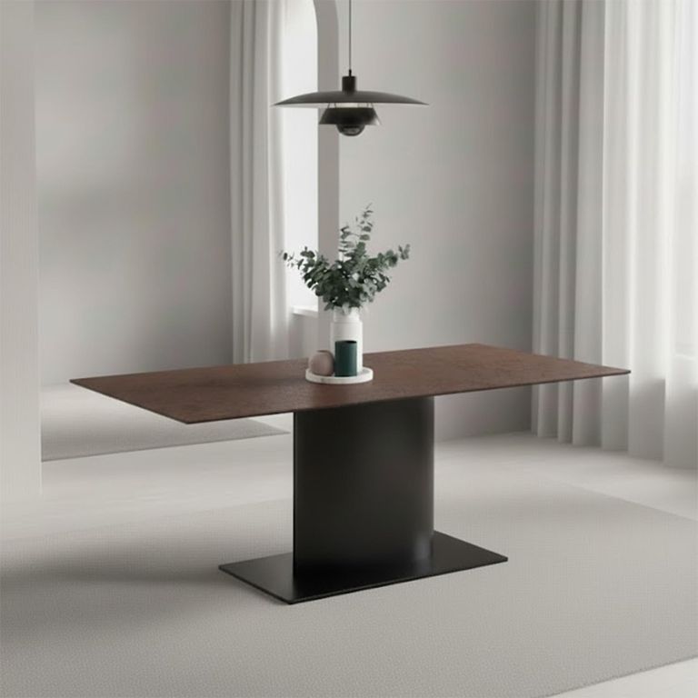 Marbella Dining Table - 8 Seater - Pedestal - 200cm - Rusty Brown Ceramic