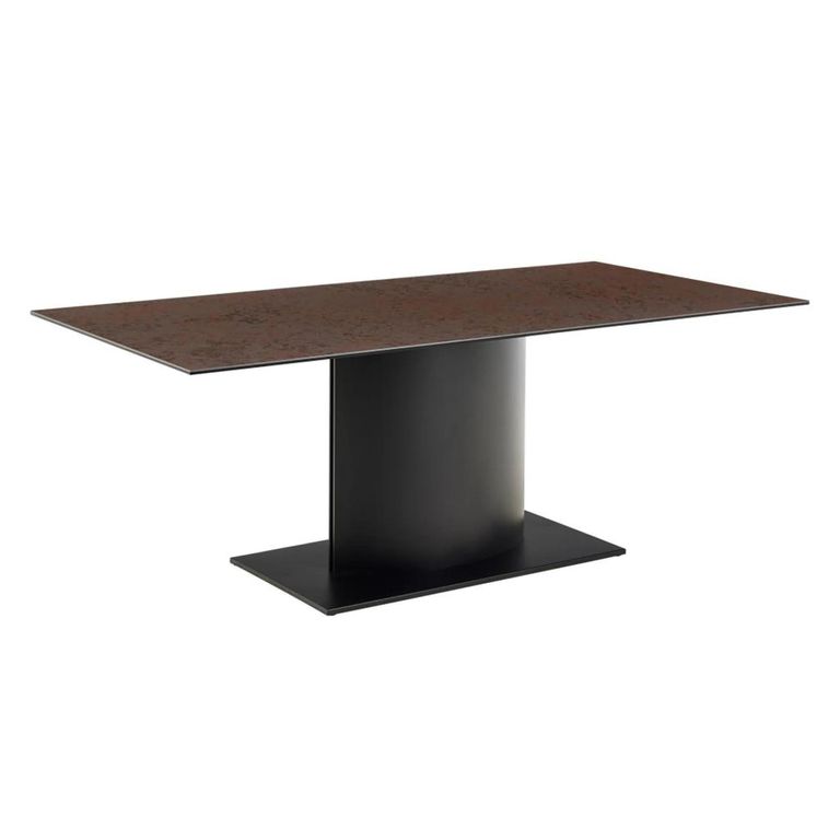 Marbella Dining Table - 8 Seater - Pedestal - 200cm - Rusty Brown Ceramic