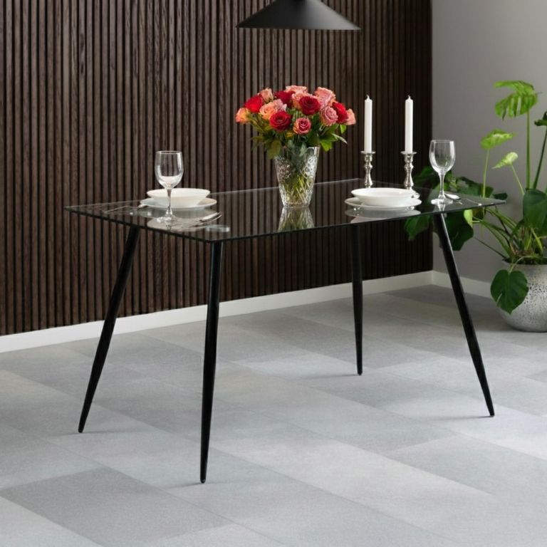 Wilma Dining Table - 4 Seater - 140cm - Glass Top and Black