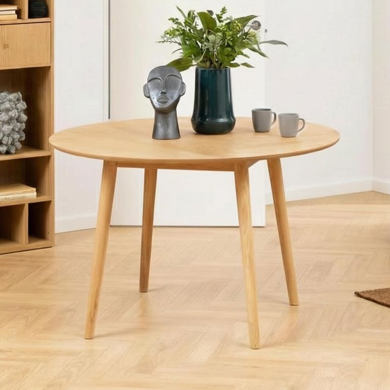 Nagano Round Dining Table - 4 Seater - 120cm - Herringbone Oak Pattern