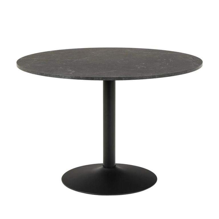 Ibiza Round Dining Table - 4 Seater - 110cm - Black Marble Effect