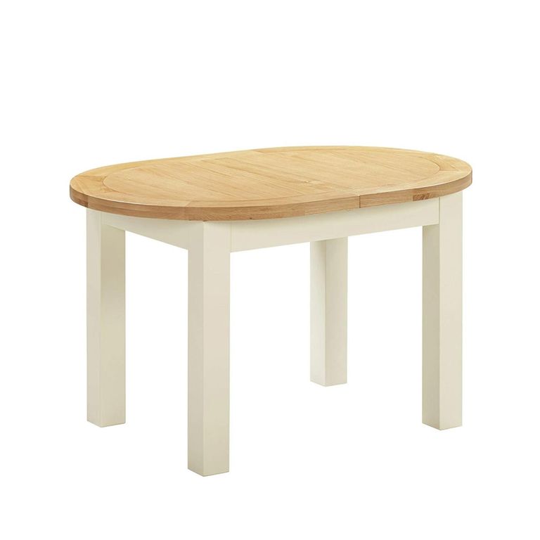 Lundy Oval Extending Dining Table - 4-6 Seater - 130cm-170cm - Ivory Painted