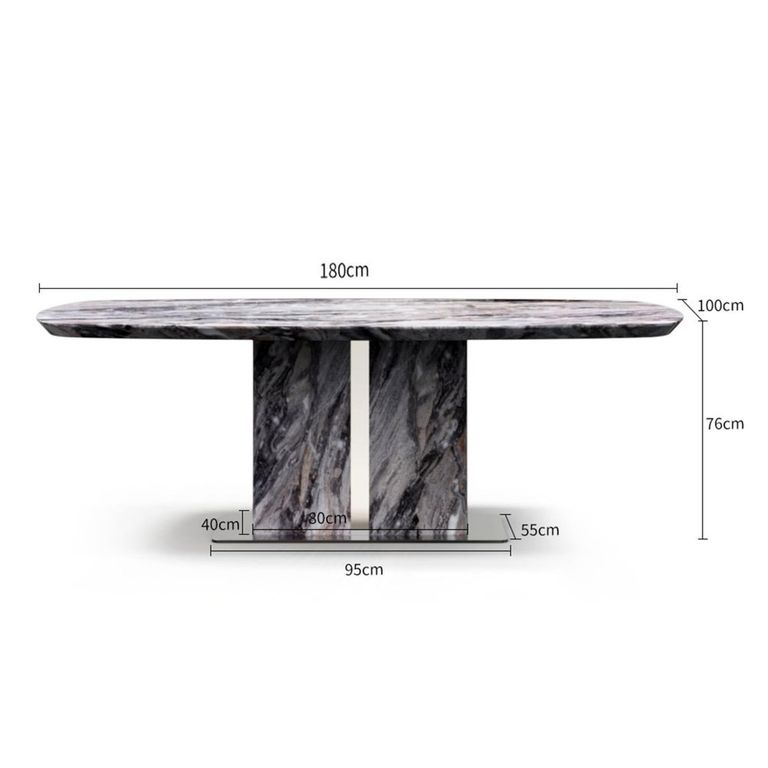 Saronno 6 Seater Grey Marble Dining Table - Sizes Available