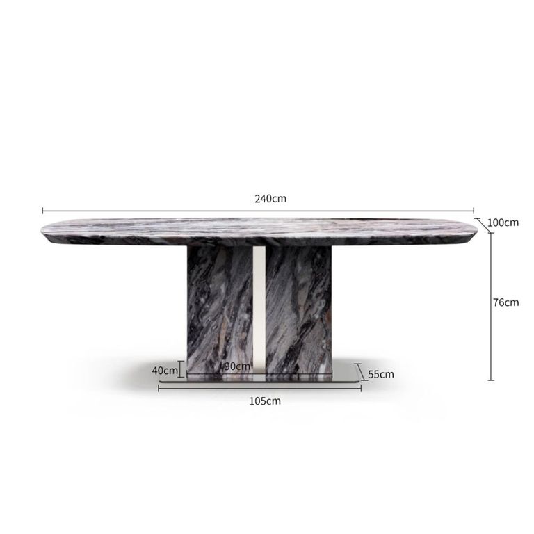 Saronno 6 Seater Grey Marble Dining Table - Sizes Available