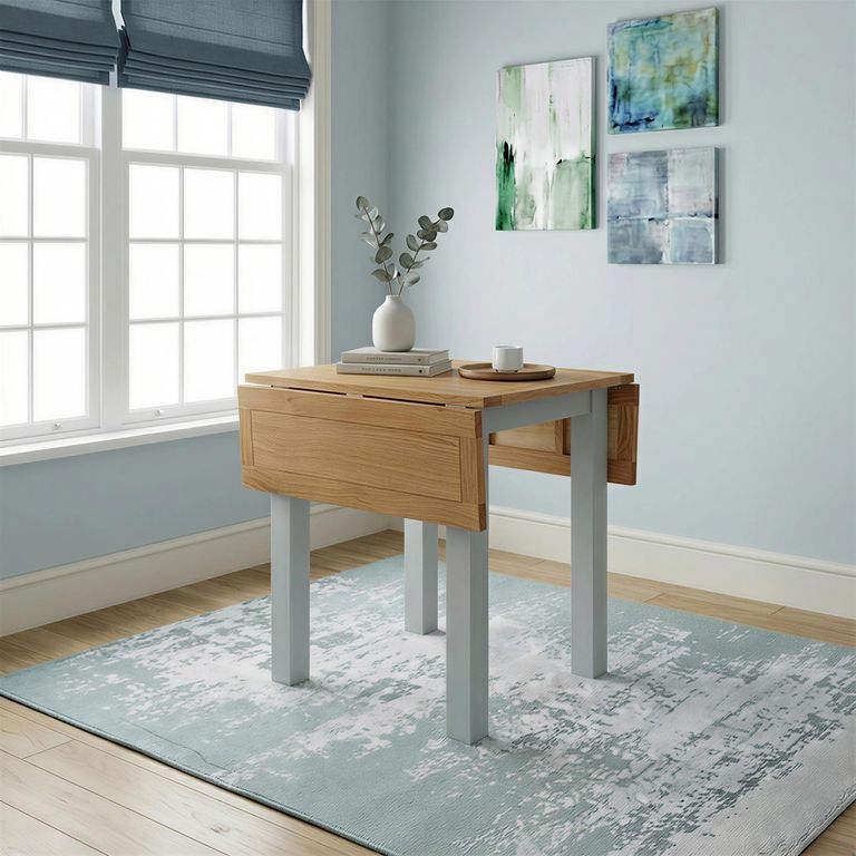 Lundy Square Drop Leaf Dining Table - 2 Seater - 30cm-90cm - Grey Painted