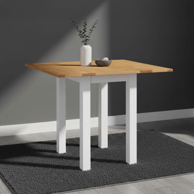 Lundy Square Drop Leaf Dining Table - 2 Seater - 30cm-90cm - White Painted