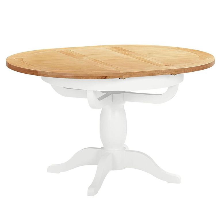 Lundy Round Extending Dining Table - 2-4 Seater - 100cm-135cm - Pedestal Base - White Painted