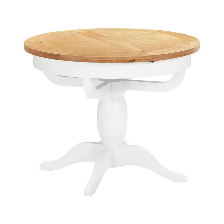 Lundy Round Extending Dining Table - 2-4 Seater - 100cm-135cm - Pedestal Base - White Painted