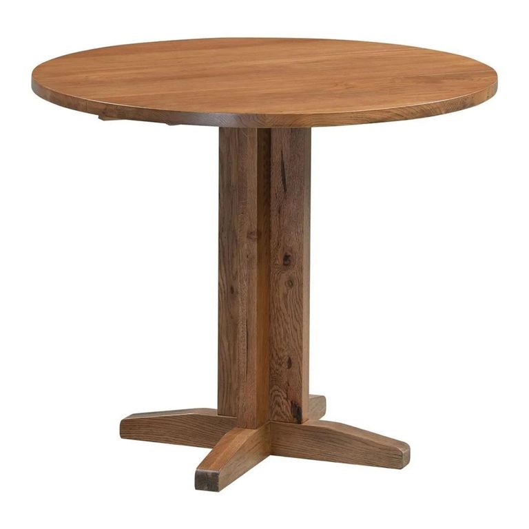 Original Round Drop Leaf Dining Table - 2 Seater - 30cm-90cm - Rustic Oak