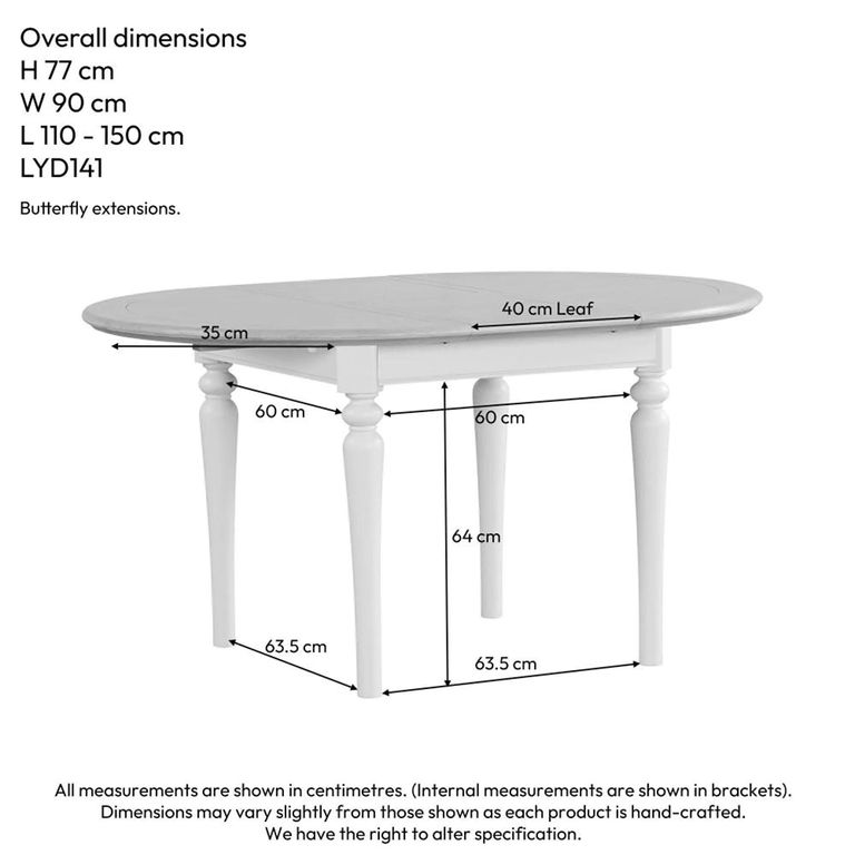 Cromwell Round Extending Dining Table - 4-6 Seater - 110cm-150cm - Grey Painted