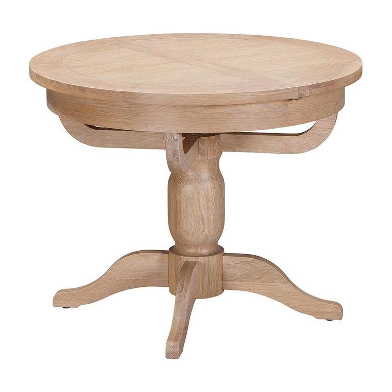 Wilmont Round Extending Dining Table - 2-4 Seater - Pedestal Base - 100cm-135cm - Oak
