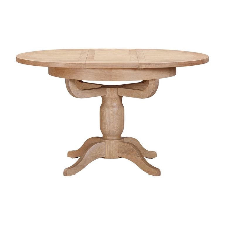 Wilmont Round Extending Dining Table - 2-4 Seater - Pedestal Base - 100cm-135cm - Oak