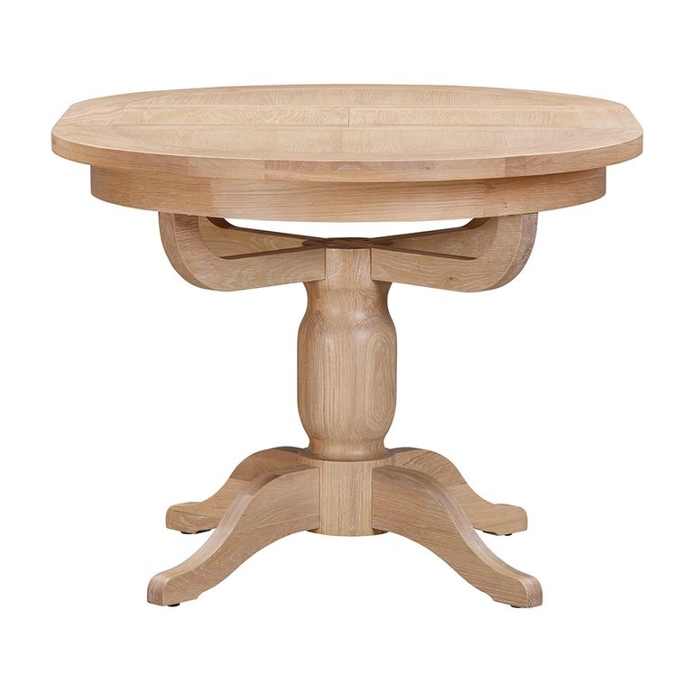 Wilmont Round Extending Dining Table - 2-4 Seater - Pedestal Base - 100cm-135cm - Oak